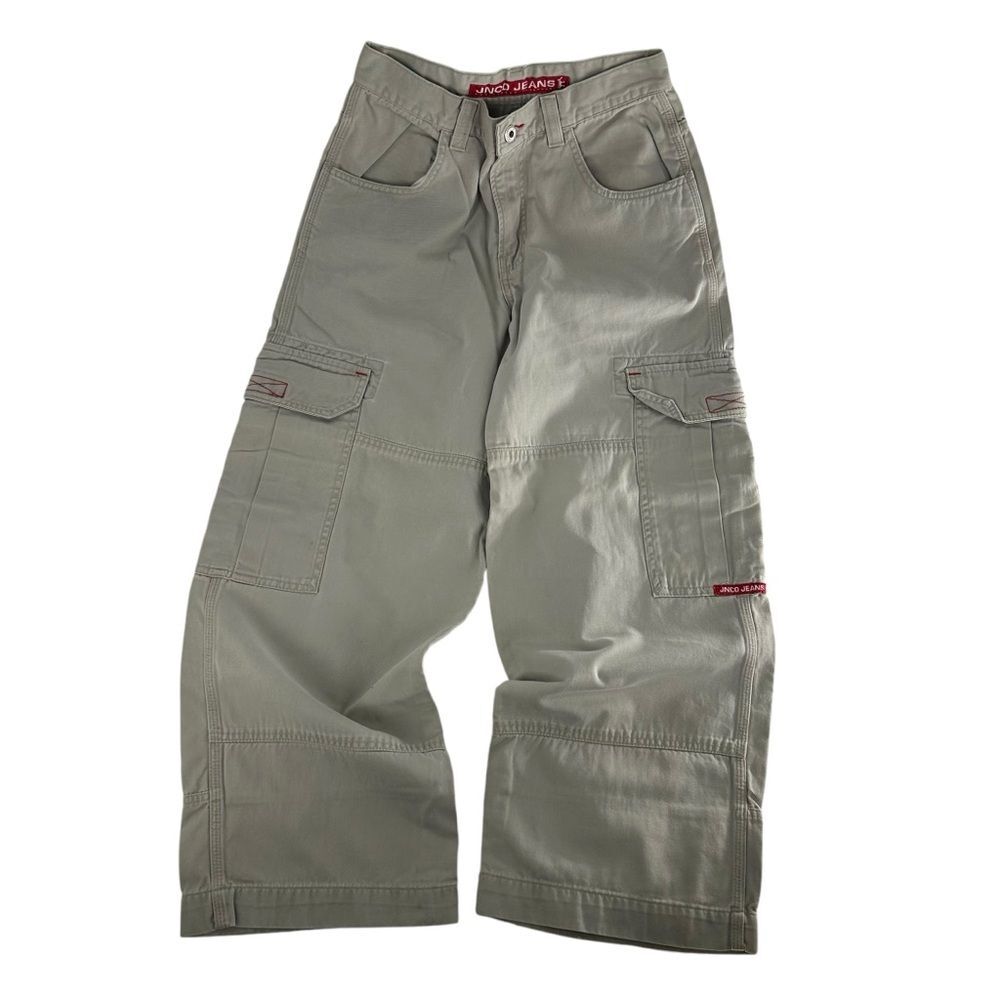 Vintage Jnco Jeans Cargo Pants Mens 29x30 Khaki Tribal Crown Big Logo Y2K‎ Baggy